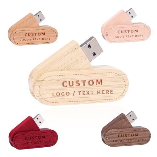 Custom USB Flash Drive, Personalized USB Thumb Drive Memory Stick, Portable Wood Swivel USB Pen Drive High Speed USB Flash Disk for External Data Storage (100PCS, 128GB) - Demo Store