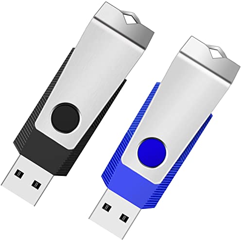 1GB USB 2.0 Flash Drive 2 Pack Wooolken Thumb Drives Jump Pen Drive Memory Stick with LED Light and Lanyards for Storage and Backup(1G, 2 Colors: Black Blue) - Demo Store