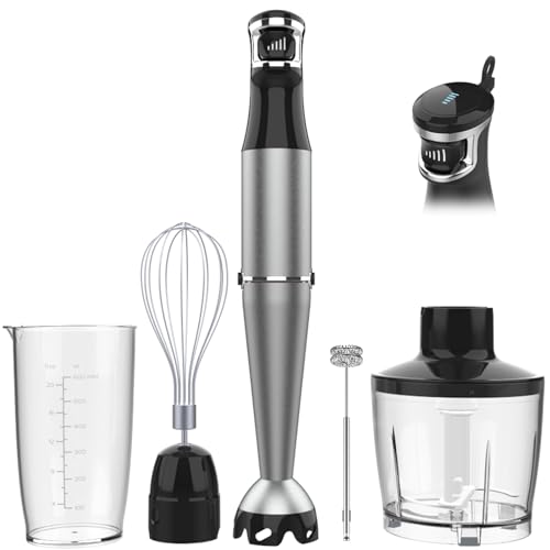 Immersion Blender Handheld Corded Hand Blenders Set 1100W, Trigger Variable Speed 5 in 1 Stick Emulsifier with Chopper, Whisk and Frother for Soup, Baby Food and Smoothies -
