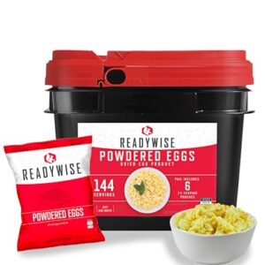 READYWISE - Powdered Eggs Bucket, 144 Servings, Emergency, MRE Food Supply, Premade, Freeze Dried Survival Food for Hiking, Adventure & Camping Essentials, Individually Packaged, 25 Year Shelf Life -