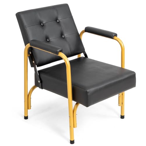 Winado Auto Recline Shampoo Chair, Portable Salon Barber Chair with Tilted Backrest, Heavy Duty Spa Beauty Equipment for Hair Stylists, Tattoo Artists, Cosmetologists, Gold -