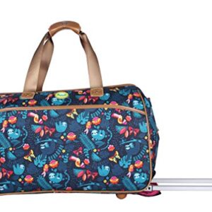 Lily Bloom Pattern 22 Inch Duffel Bag with 2-Rolling Wheels, Weekender Overnight Travel Lightweight Carry-On Suitcase For Women -