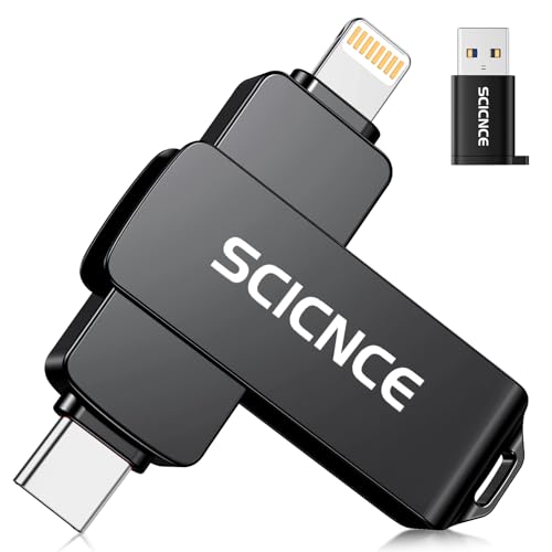 SCICNCE 512GB Flash Drive Intended for iPhone, USB Memory Photo Stick Storage for Photos Videos, Plug and Play No Application Required, Compatible with iPhone iPad Android and Computers (Dark Gray) - Demo Store
