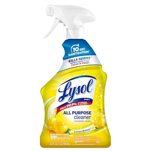 Lysol All Purpose Cleaner Spray, Multi-Purpose Disinfecting Spray, Kitchen & Bathroom Cleaner, Lemon Breeze Scent, 32 Fl Oz -