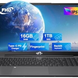 NIMO 15.6 FHD Student Laptop, 16GB RAM, 1TB SSD, Backlit Keyboard, Fingerprint, Intel Pentium Quad-Core N100 (Beat to i3-1115G4, Up to 3.4GHz), IPS Computer, Numpad, WiFi 6, Win 11, Space Gray – AmaSync Store