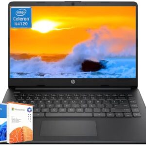 HP 14" Ultral Light Laptops for Business, Intel Celeron N4120, 16 GB RAM, 384 GB Storage(128 GB eMMC+256 GB Micro SD), 1-Year Office 365+Windows 11 Pro, Long Battery Life, Wi-Fi, MicroSD, HDMI, Black – AmaSync Store