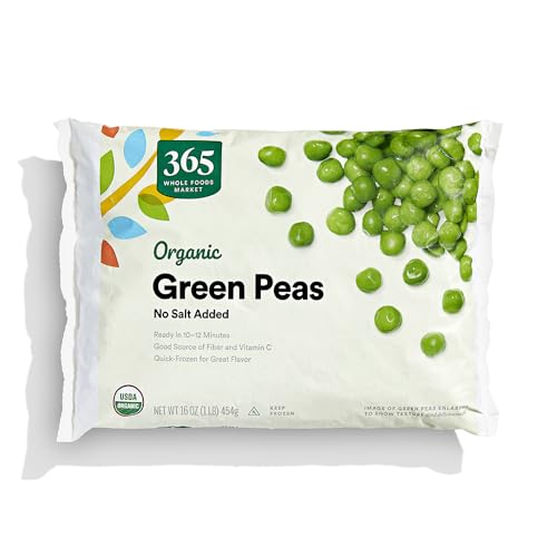 365 Everyday Value, Organic Green Peas No Salt Added, 16 oz, (Frozen) -