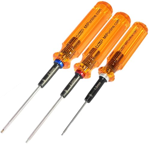 MIP 9602 3-Piece RC Hex Screwdriver Set (1.5mm, 2.0mm, 2.5mm) – Precision Hex Allen Wrenches for RC Cars, Drones, Boats, Helicopters – RC Repair Tool Kit – Made in USA -