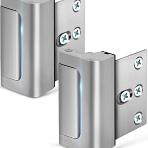 Home Security Door Lock, 2 Pack Childproof Door Reinforcement Lock with 3 Inch Stop Withstand 800 lbs for Top Front Inward Swinging Door, Upgrade Flip High Night Lock to Defend Your Home Kids -