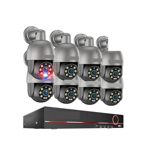 QDVOPHZA UHD 8CH 4K PTZ POE Security Camera System 2K 5MP Color Night Vision CCTV Video Surveillance Protection Kit Human Detect(4T,8CH 8pcs Camera 8MP) -