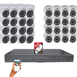 Evertech 32 Channel Security Camera System 4TB Hard Drive and 32 Indoor/Outdoor HD 1080p Wide Angle Dome Cameras -