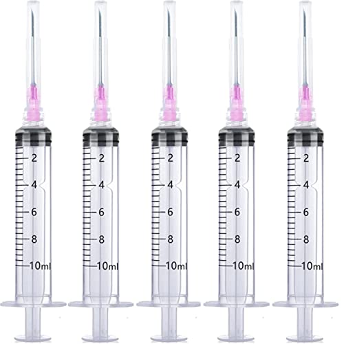 25 Pack 10ml Plastic Syringes with 18Ga, for Scientific Labs, Industrial Dispensing and Liquid Measuring Syringe Tools, Individually Sealed Packaging -