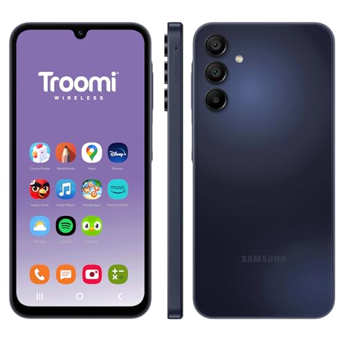 Troomi, Kids Phone, Parental Controls, Live Dashboard w/Text and Image Transparency, GPS Tracking, Content Filtering. 10,000+ Apps, No Contract, Galaxy A15 Smartphone, Activation Fee Required – AmaSync Store