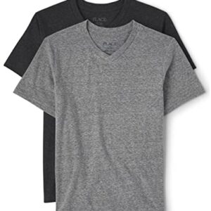 The Children's Place,Boys,Short Sleeve Fashion Top,Black/Grey 2 Pack,XLarge (14) -