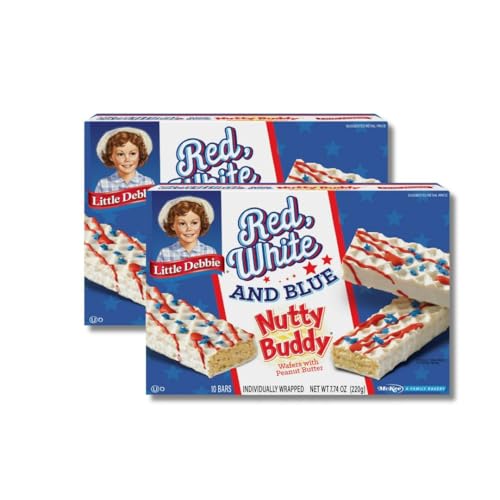 Limited Edition Red, White and Blue Nutty Buddy Wafers with Peanut Butter White Chocolate 2 Pack -