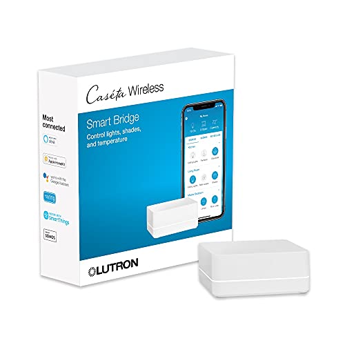 Lutron Caseta Smart Lighting Smart Hub for Light Bulbs and Fans, Works w/ Alexa, Apple Homekit, Google Home, 75 Device Capacity, L-BDG2-WH, White -