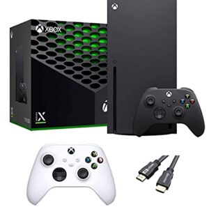 X-Box Series X Gaming Console Bundle - 1TB SSD Black X-Box Console with Two Wireless Controllers -Black and White -and ahaghug Authorized HDMI Cable -