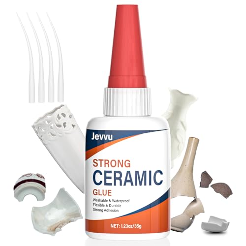 Jevvu Ceramic Glue, 35g Super Glue for Porcelain and Pottery Repair, Strong Bond, Instant Super Glue for Tile, Dishes, Plates, Jewelry, DIY Crafts