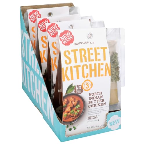 STREET KITCHEN Butter Chicken Sauce - North Indian Butter Chicken Simmer Curry Sauce - Mild Scratch Kit with No Artificial Flavors - 255g (4Pack) -