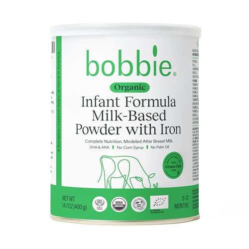 Bobbie Organic Infant Formula, Milk Based Powder with Iron, DHA and Vitamin D, Modeled After Breast Milk, Organic Baby Formula for Newborn to 12 Months Old Infant, 14.1 oz, 1 Pack -