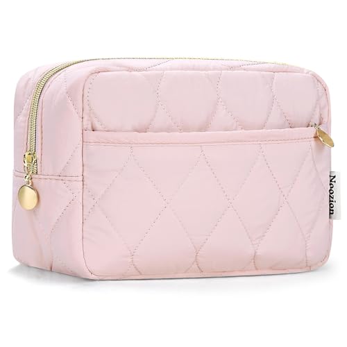 Noozion Makeup Bag, Travel Cosmetic Bag, Puffy Padded Make Up Bag for Women, Makeup Organizer Case, Wide-open Pouch Purse, Travel Essentials -