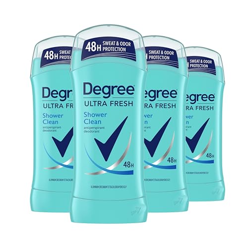 Degree Ultra Fresh Antiperspirant Deodorant Stick Shower Clean Pack of 4 for 48H Sweat and Odor Protection for Women, 2.6 oz -
