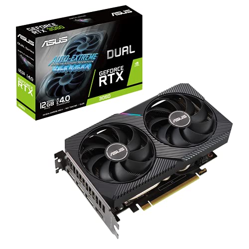 ASUS Dual NVIDIA GeForce RTX 3060 V2 OC Edition 12GB GDDR6 Gaming Graphics Card (PCIe 4.0, 12GB GDDR6 Memory, HDMI 2.1, DisplayPort 1.4a, 2-Slot, Axial-tech Fan Design, 0dB Technology) -