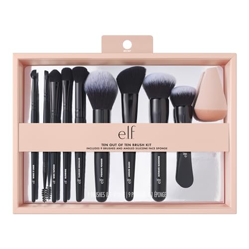 e.l.f. Ten Out Of Ten Brush Set, 10 Piece Brush Kit, Brushes For Face Makeup, Eyes, Brows & More, Made With Synthetic Bristles, Vegan & Cruelty-Free -