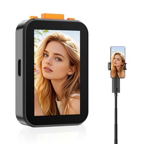 Otufan Selfie Monitor Screen for iPhone, with Speaker, Wireless Recording, Using Phone Rear Camera for Selfie Vlog, Live Streaming, TikTok, Screen Sharing, 2in (No Clip Black) – AmaSync Store