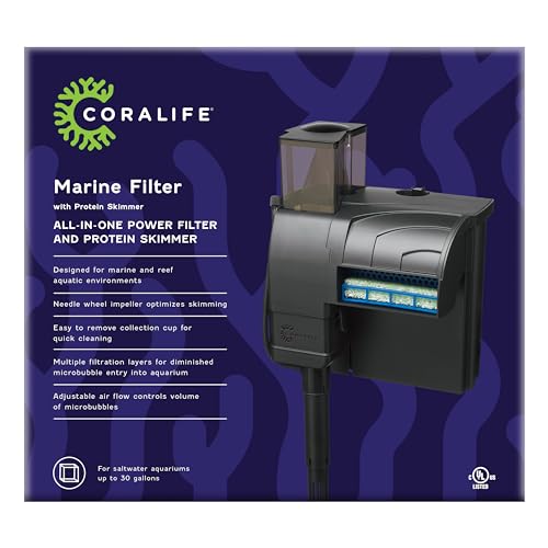 Coralife Aquarium Fish Tank Marine Salt Water Filter And Protein Skimmer, Up to 30 Gallons -