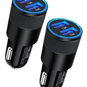 Car Charger, [2Pack/3.4a] Fast Charge Dual Port USB Cargador Carro Lighter Adapter for iPhone 15 14 13 12 11 Pro Max X XR XS 8 Plus 6s, iPad, Samsung Galaxy S23 S22 S21 S10 Plus S7 j7 S10e S9 Note 8 -