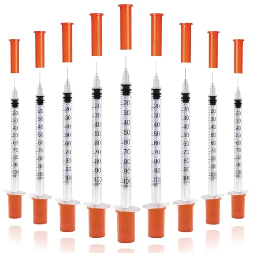 U-100 Syringes with Needle - 30G 5/16" (8mm) 1ml/cc Disposable Syringe, Individual Wrapped, 30PACK -