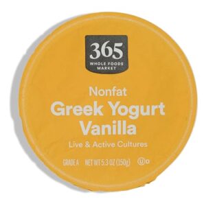 365 by Whole Foods Market, Nonfat Vanilla Greek Yogurt, 5.3 Ounce -