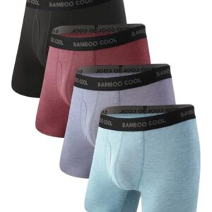 BAMBOO COOL Men's Ultra Breathable Underwear,No Riding Up Boxer Briefs with ComfortFlexible Waistband,Multipack -