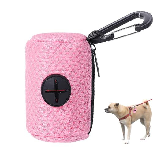 Dog Poop Bag Dispenser - Poop Bag Dispenser, Mesh Fabric Attachment Bag Holder with Zipper | Portable Dog Poop Holder, Fashion Pet Supplies for Walking, Outdoor, Training -