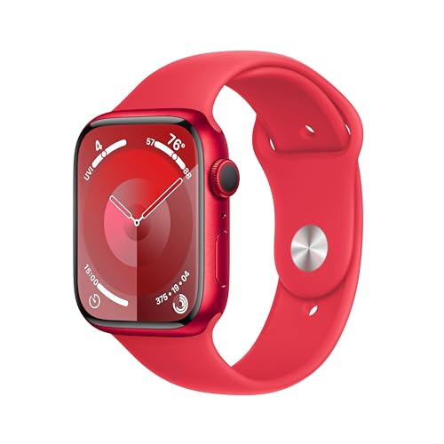 Apple Watch Series 9 [GPS 45mm] Smartwatch with (Product) RED Aluminum Case with (Product) RED Sport Band M/L. Fitness Tracker, Blood Oxygen & ECG Apps, Always-On Retina Display -