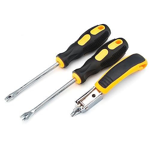 GEARLINTON Staple Remover for Upholstery and Construction Heavy Duty Tack Puller, Industrial Upholstery Tool for Home Improvement, Furniture, Floor, Carpet, Carton (3 in 1 Kit) -