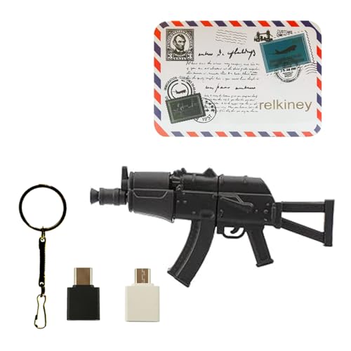 USB Flash Pen Drive Cartoon Cute Pendrive Data Storage Thumb Memory Stick Funny Gift with USB Converter Adapter Gun Shape AK47 4GB - Demo Store
