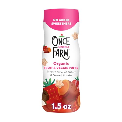 Once Upon a Farm Organic Baby Fruit & Veggie Puffs Strawberry, Coconut & Sweet Potato, 1.5oz – AmaSync Store