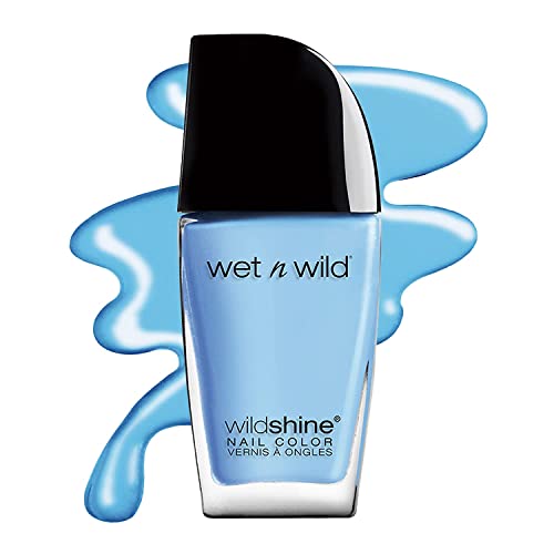 wet n wild Wild Shine Nail Polish, Light Blue Putting on Airs, Nail Color -