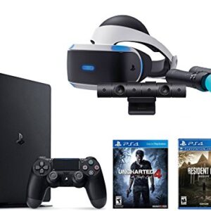 PlayStation VR Bundle 5 Items:VR Headset,Playstation Camera,Playstation Move Motion Controllers,PlayStation 4 Slim 500GB Console - Uncharted 4,VR Game Disc Resident Evil 7:Biohazard -
