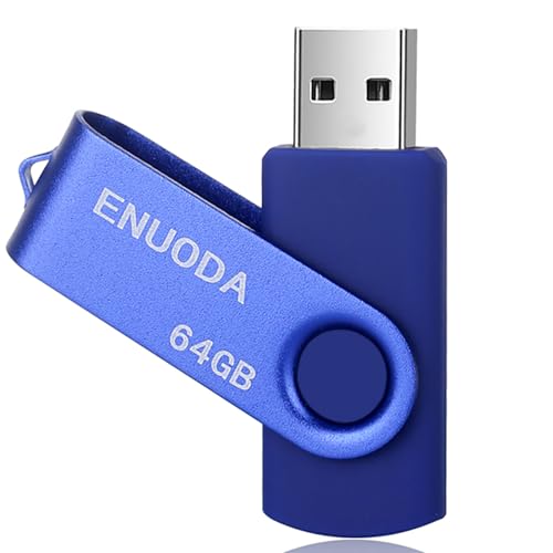 ENUODA 64GB USB Flash Drive 64GB Thumb Drives Swivel Design USB 2.0 Memory Stick Jump Drive Pen Drive for Storage and Backup (Blue) - Demo Store