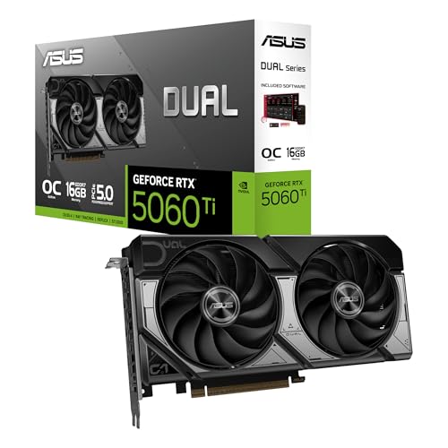 ASUS Dual GeForce RTX 5060 Ti 16GB GDDR7 OC Edition (PCIe 5.0, 16GB GDDR7, DLSS 4, HDMI 2.1b, DisplayPort 2.1b, 2.5-Slot Design, Axial-Tech Fan Design, 0dB Technology) – AmaSync Store