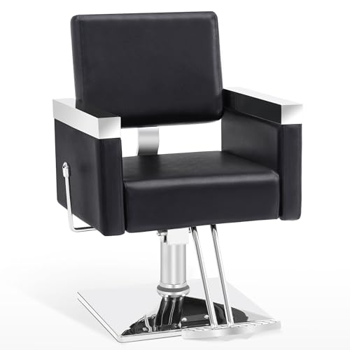 BarberPub Classic Recline Hydraulic Barber Chair Salon Spa Chair Hair Styling Beauty Equipment 3021 (Black) -