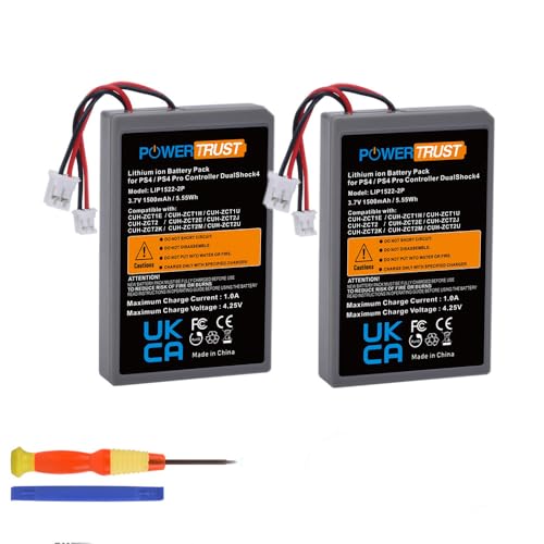 PowerTrust 1500mAh LIP1522 PS4 Controller Battery Compatible with Sony PlayStation 4 PS4 and PS4 pro Dualshock 4 CUH-ZCT1E CUH-ZCT1H CUH-ZCT1H/B CUH-ZCT1H/R CUH-ZCT1U CUH-ZCT2 CUH-ZCT2U -