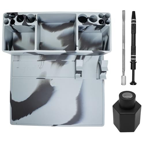 nugbuddy Wax Tool Station - Mat & Accessory Organizer - Heat Resistant & Non Stick Silicone Surface - Kit Accessories Included: ISO Jar, Tool & Pearl Grabber