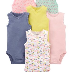 Simple Joys by Carter's Baby Girls' Sleeveless Bodysuit, Pack of 6, Multicolor/Floral/Forest Animals/Fruit, 18 Months – AmaSync Store