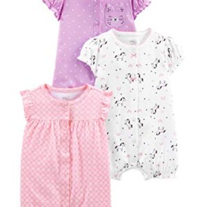 Simple Joys by Carter's Baby Girls' 3-Pack Snap-up Rompers, Light Pink/Lilac Dots/White Unicorn, 3-6 Months – AmaSync Store