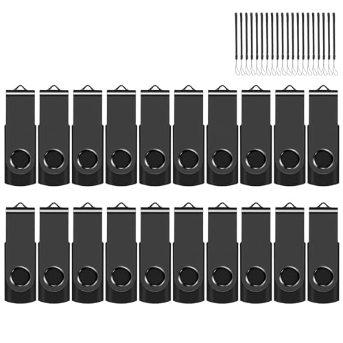 EASTBULL 8GB USB Flash Drive Bulk Thumb Drives 20 Pack with Lanyards USB 2.0 8GB Memory Sticks Zip Drive Pen Drive for Storage and Backup Black 20PCS - Demo Store