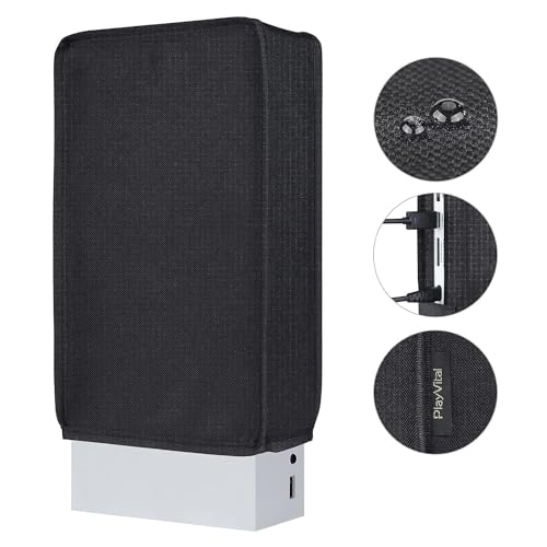 PlayVital Black Nylon Vertical Dust Cover for Xbox Series S Console, Soft Neat Lining Dust Guard, Anti Scratch Waterproof Cover Sleeve for Xbox Series S Console -
